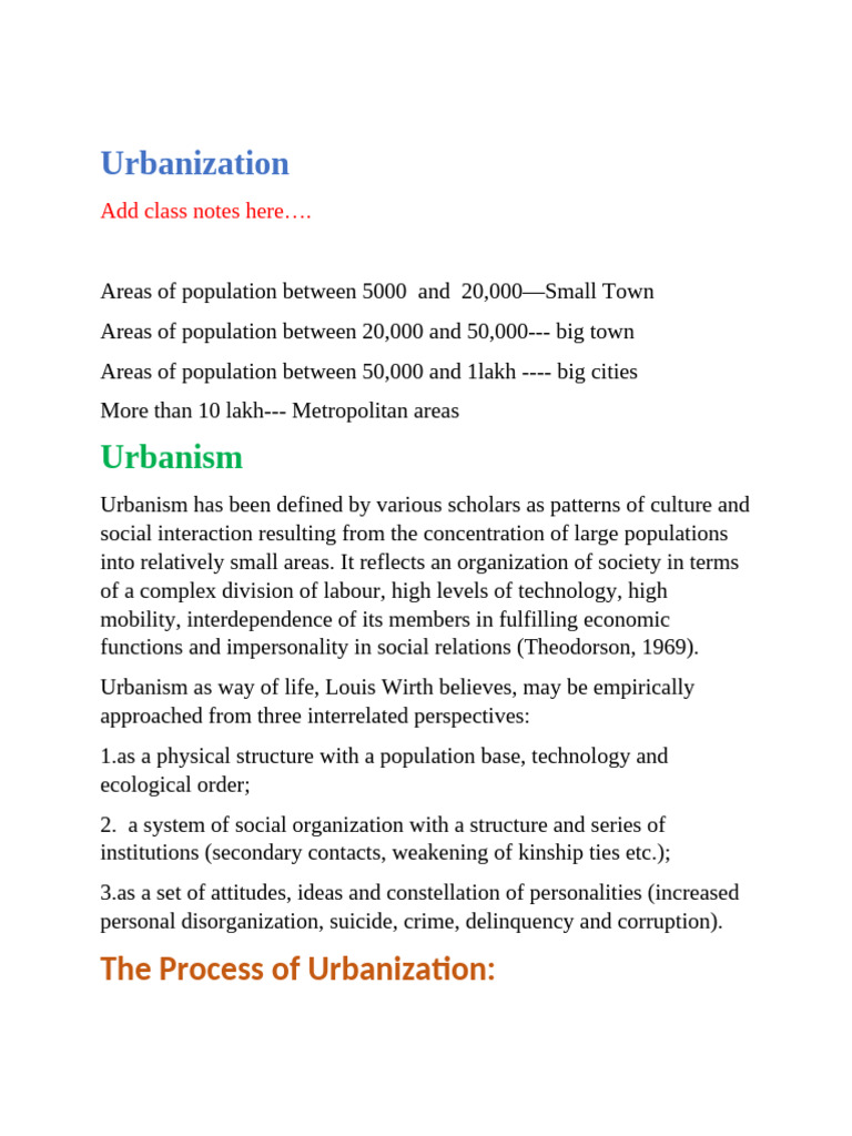 Understanding Urbanization Processes | PDF | Urbanization | Society