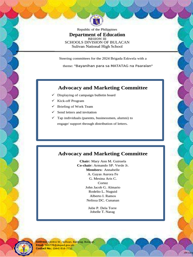 2024 Brigada Eskwela Committee Overview | PDF