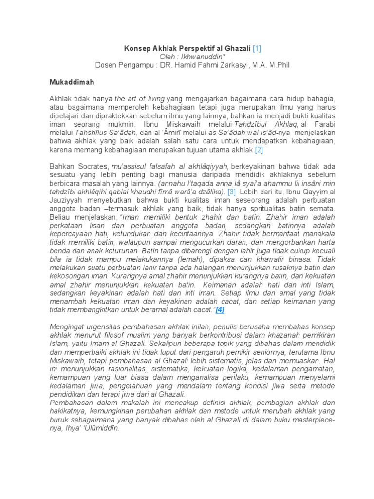 Akhlak Menurut Al Ghazali Pdf