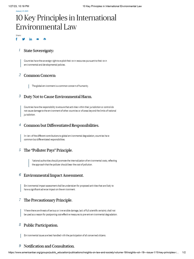 10 Principles of International Environmental Law | PDF | Environmental ...