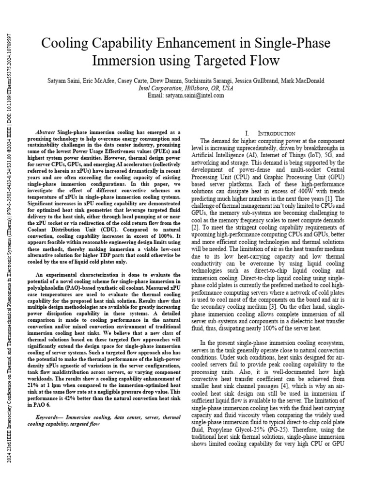 Enhanced Cooling in Immersion Systems | PDF | Convection | Heat Transfer