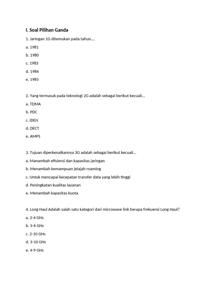 Soal Pilihan Ganda Teknologi Jaringan | PDF