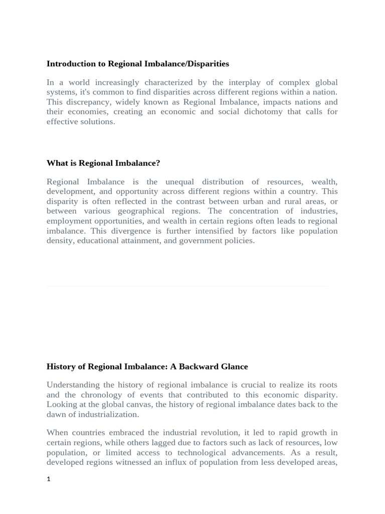 Introduction to Regional Imbalance | PDF | Economic Inequality ...