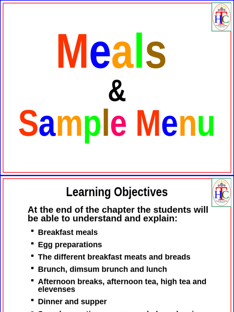 Comprehensive Guide to Meals and Menus | PDF | Lunch | Meal