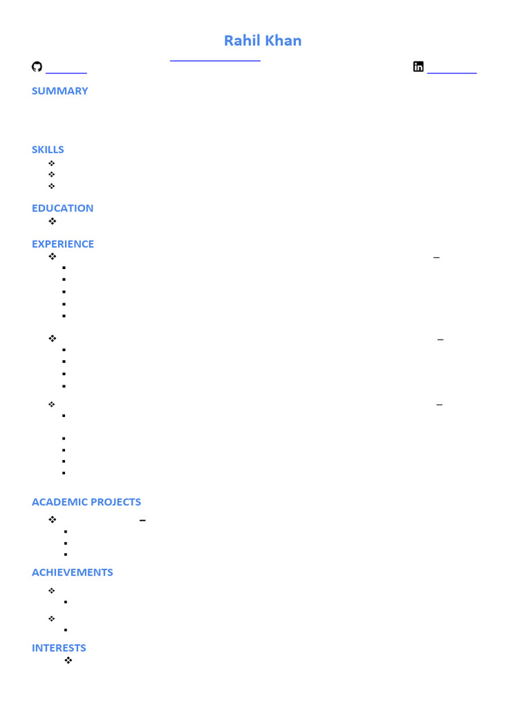 Web Developer Resume: Rahil Khan | PDF | Web Development | Computing