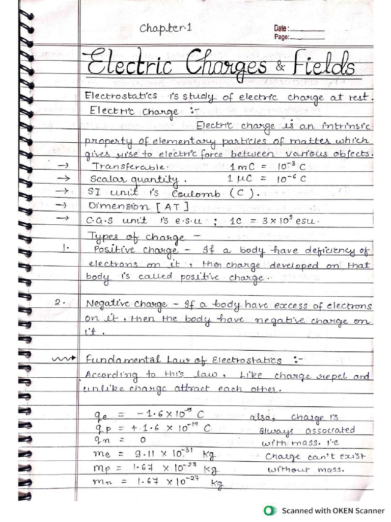Electric Charge and Field Notes Q42iq8 | PDF