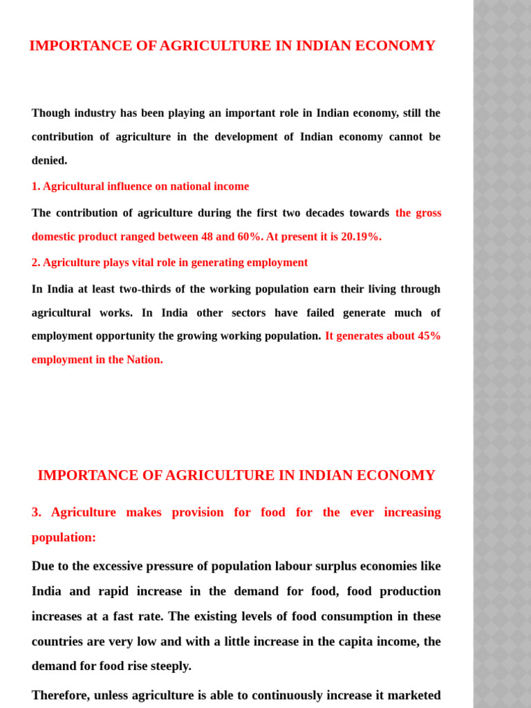 Importance of Agri | PDF | Agriculture | Economy Of India