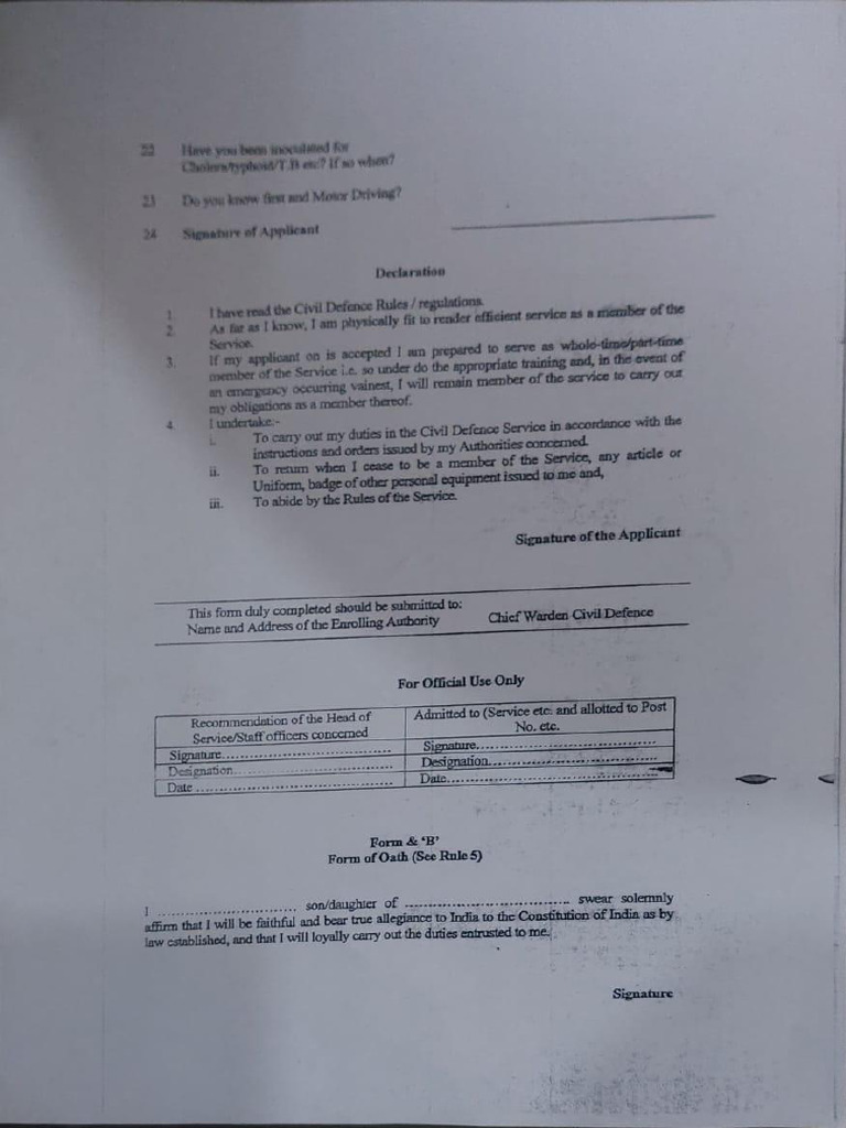 Civil Defence Application Form | PDF