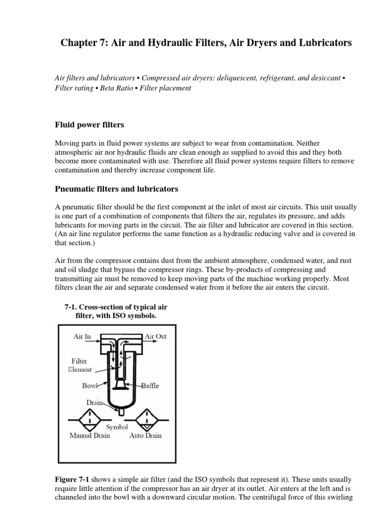 Chapter 7 - Air and Hydraulic Filters, Air Dryers and Lubricators | PDF ...