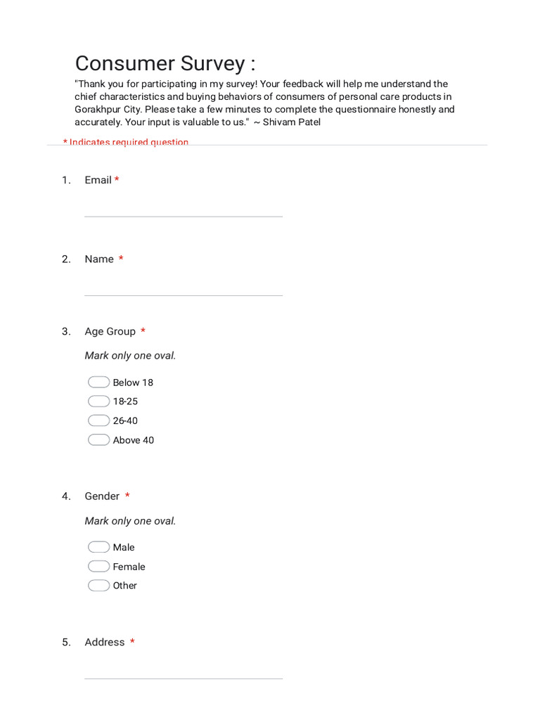 Consumer Survey | PDF | Psychology | Social Psychology