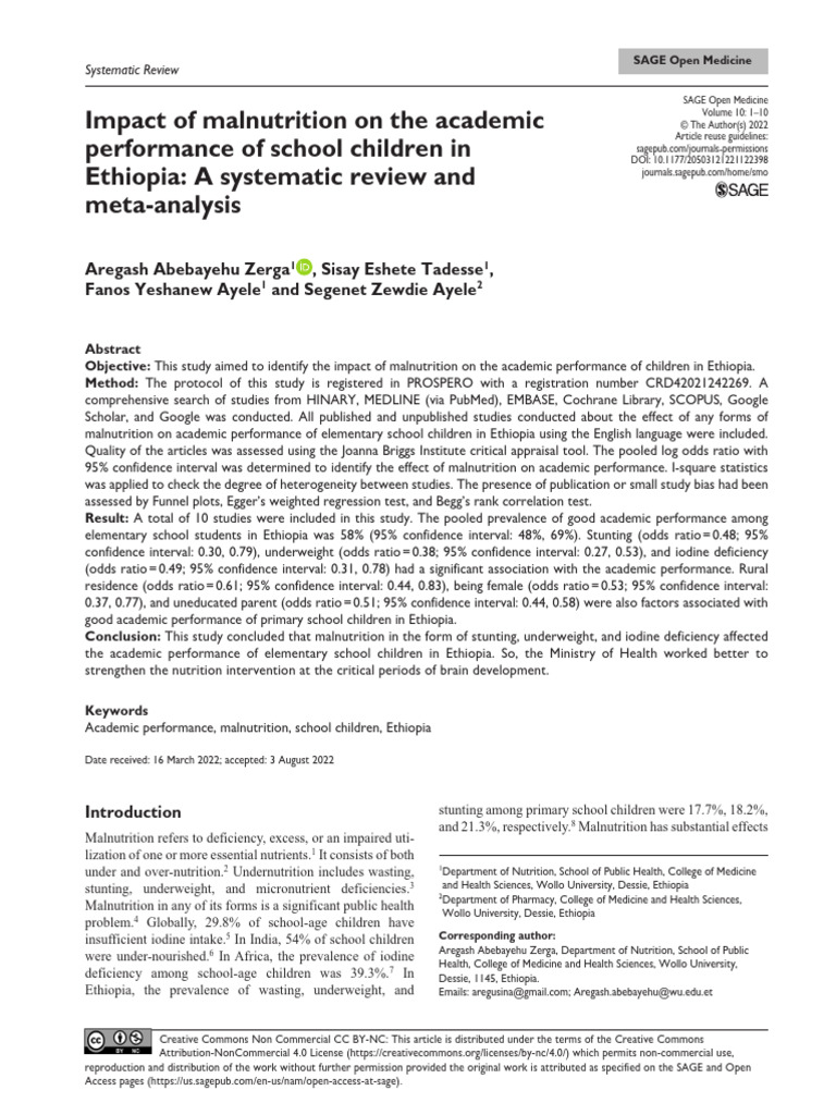 Impact of Malnutrition On The Academic Performance | PDF | Systematic ...