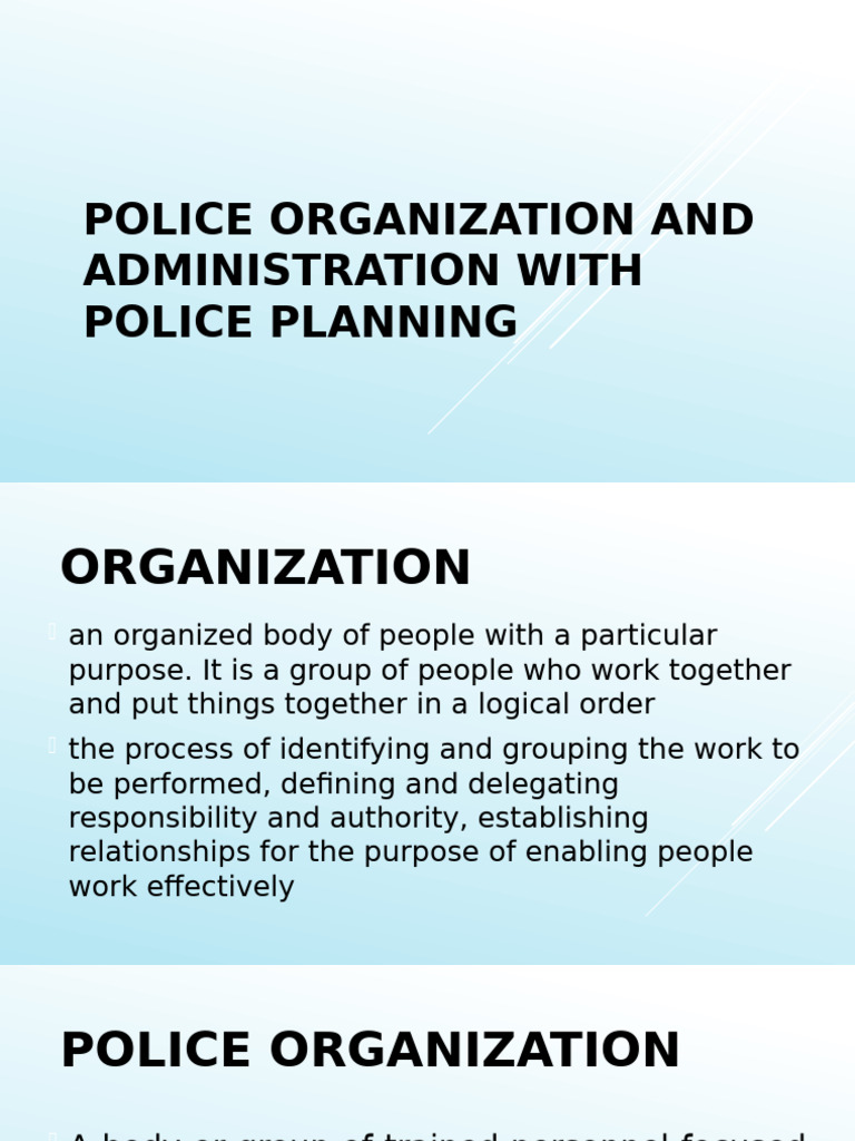 Police Organization and Administration Guide | PDF | Police | Hierarchy
