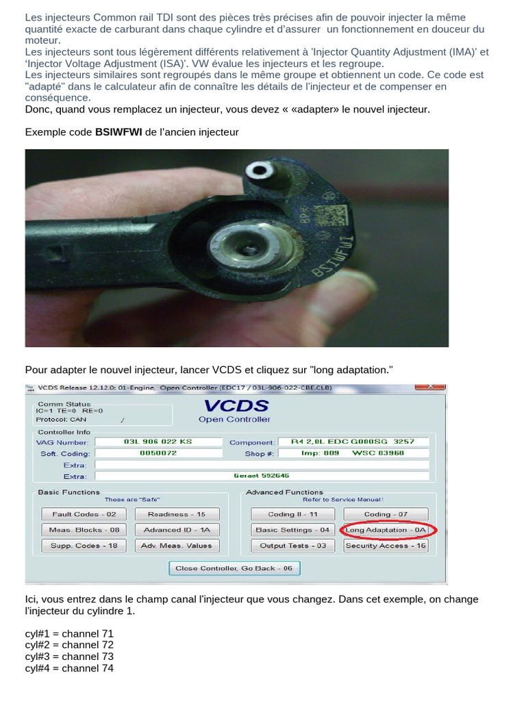 Codage des injecteurs TDI et diagnostics | PDF | Injection (moteur ...