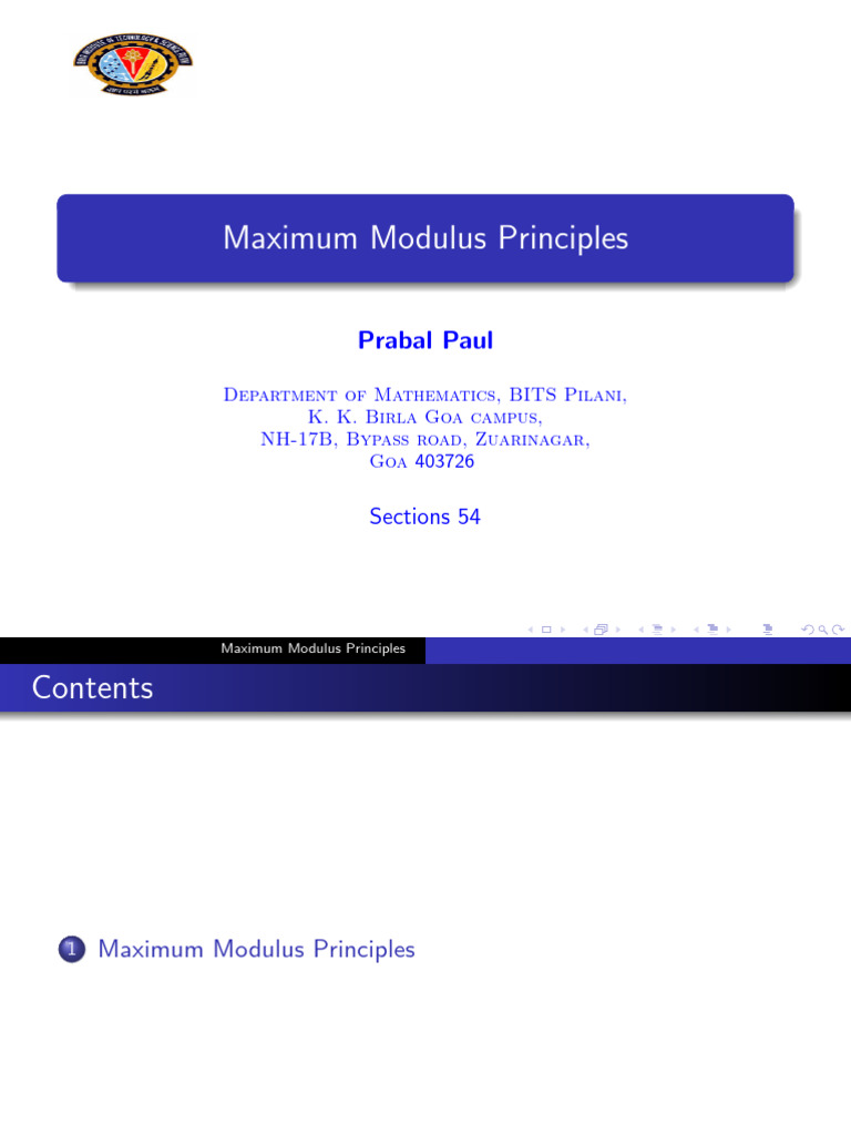 Understanding Maximum Modulus Principles | PDF | Mathematical Analysis ...