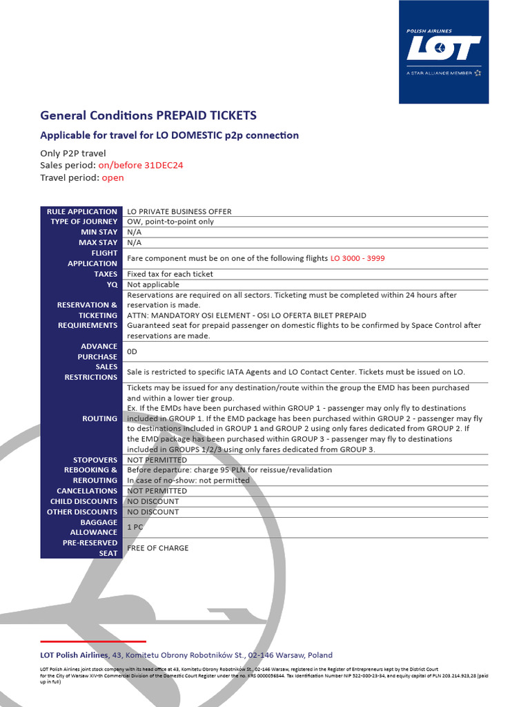 PREPAID TICKETS General Conditions | PDF | Airlines | Civil Aviation
