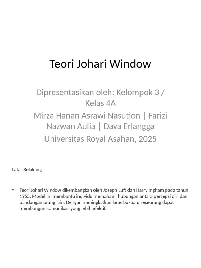 Teori Johari Window Complete | PDF