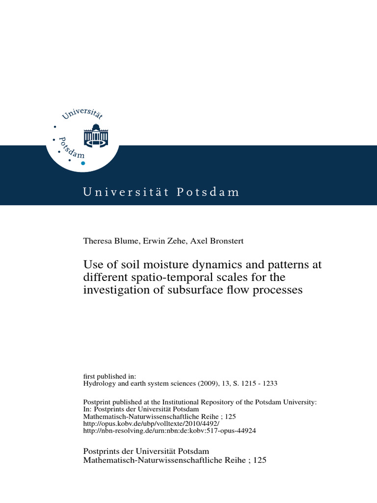 Soil Moisture Dynamics and Subsurface Flow | PDF | Soil | Surface Runoff