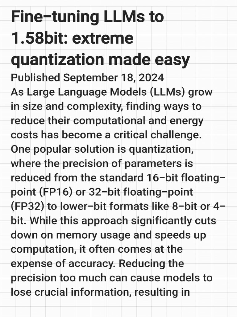 Fine-Tuning LLMs To 158bit Extreme Quantization - 250429 - 134305 | PDF