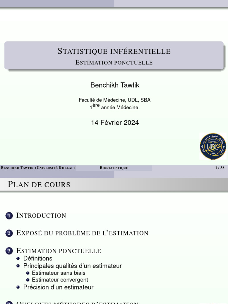 Estimation Ponctuelle en Statistique | PDF | Estimateur (statistique ...