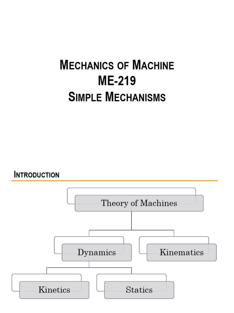 Simple Mechanisms in Machine Theory | PDF | Machines | Kinematics