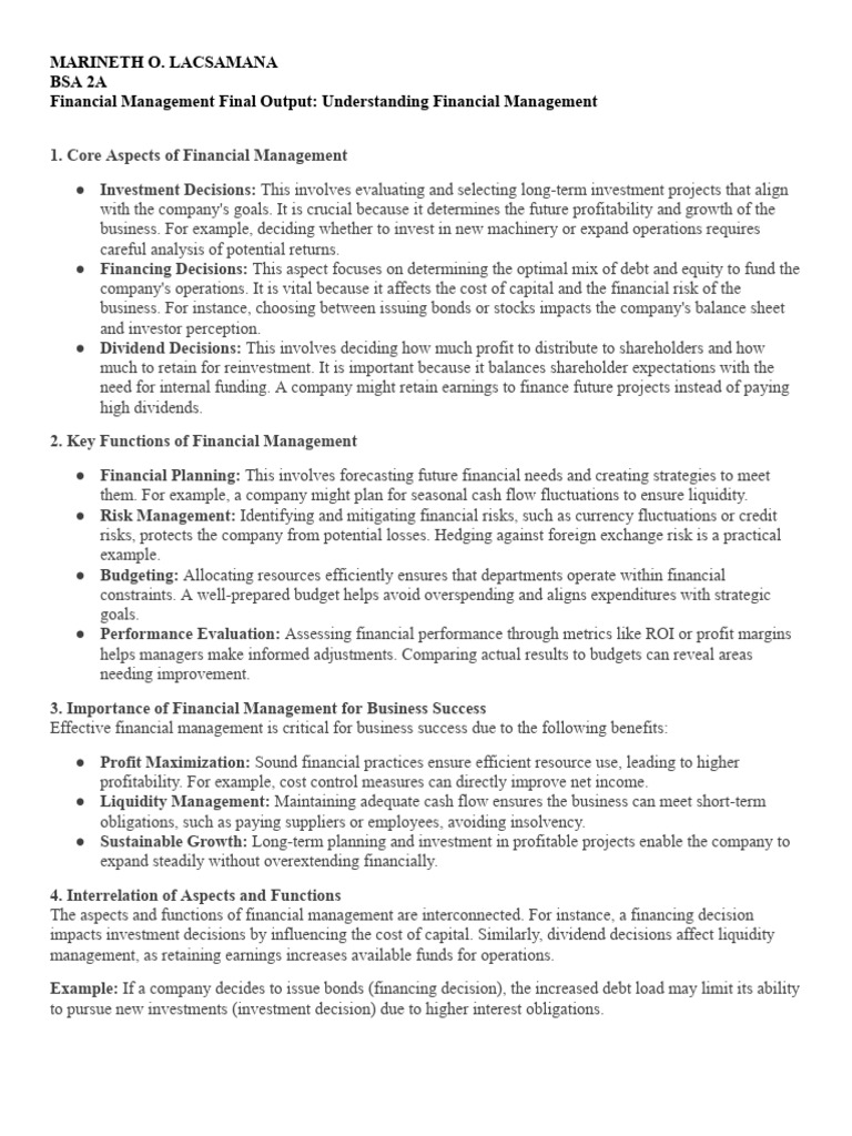 Understanding Financial Management Essentials | PDF | Investing | Cost ...