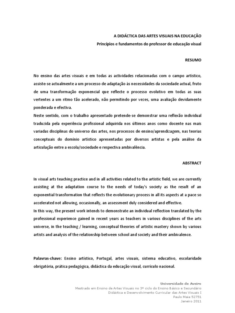 Didática das Artes Visuais na Educação | PDF | Estética | Imagem