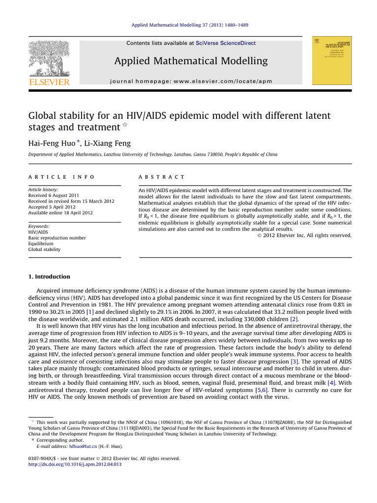 Global Stability For An HIVAIDS Epidemic Model With Different Latent ...