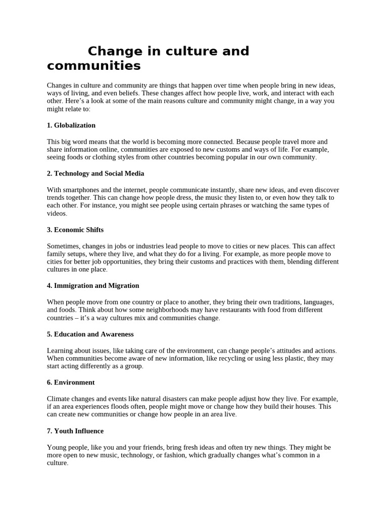 Cultural and Community Changes Explained | PDF | Community