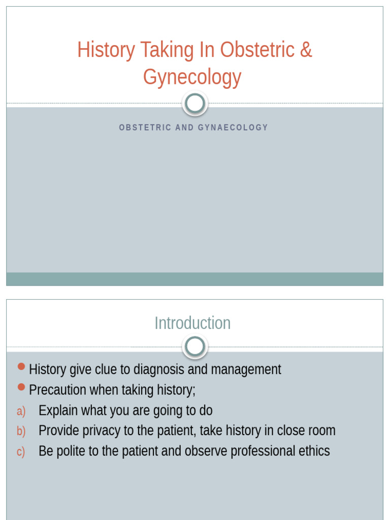 History Taking in Obstetric and Gynecology (Autosaved) | PDF ...