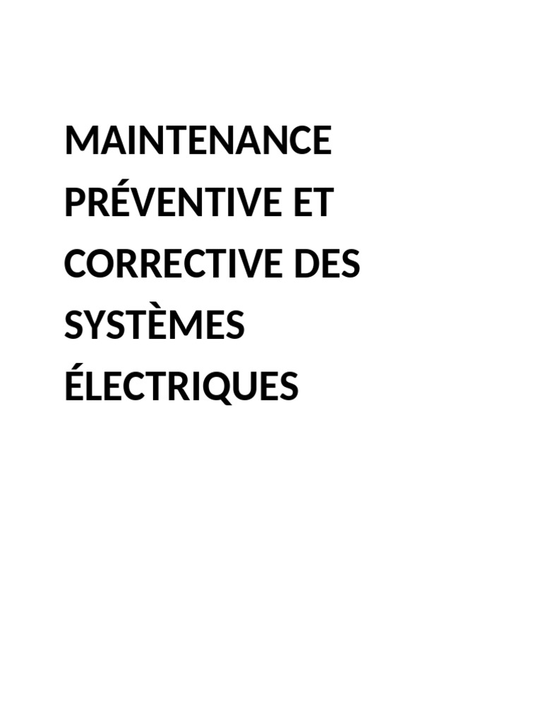 Maintenance Préventive et Corrective Électrique | PDF