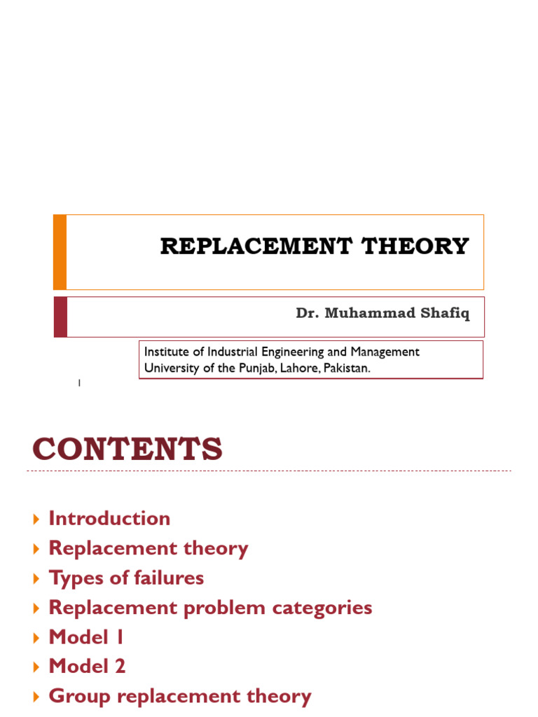 Replacement Theory and Failure Types | PDF | Depreciation | Time Value ...
