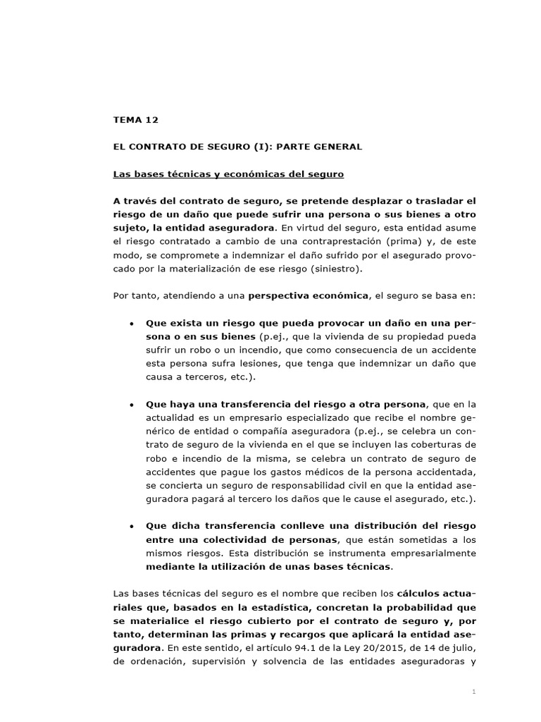Contrato de Seguro: Conceptos Clave | PDF | Póliza de seguros | Seguro
