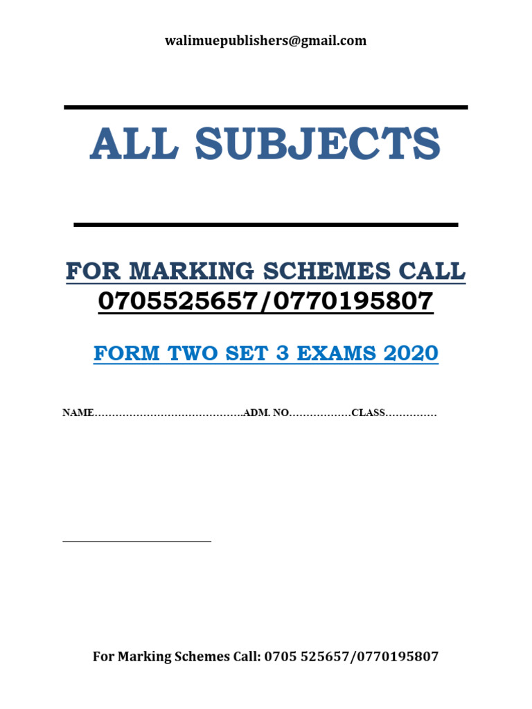 Form 2 Mathematics Set 3 Exam 2020 | PDF | Chemical Elements | Redox