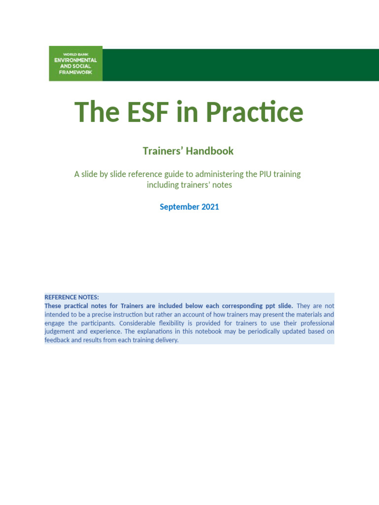 Trainers Handbook | PDF | Risk