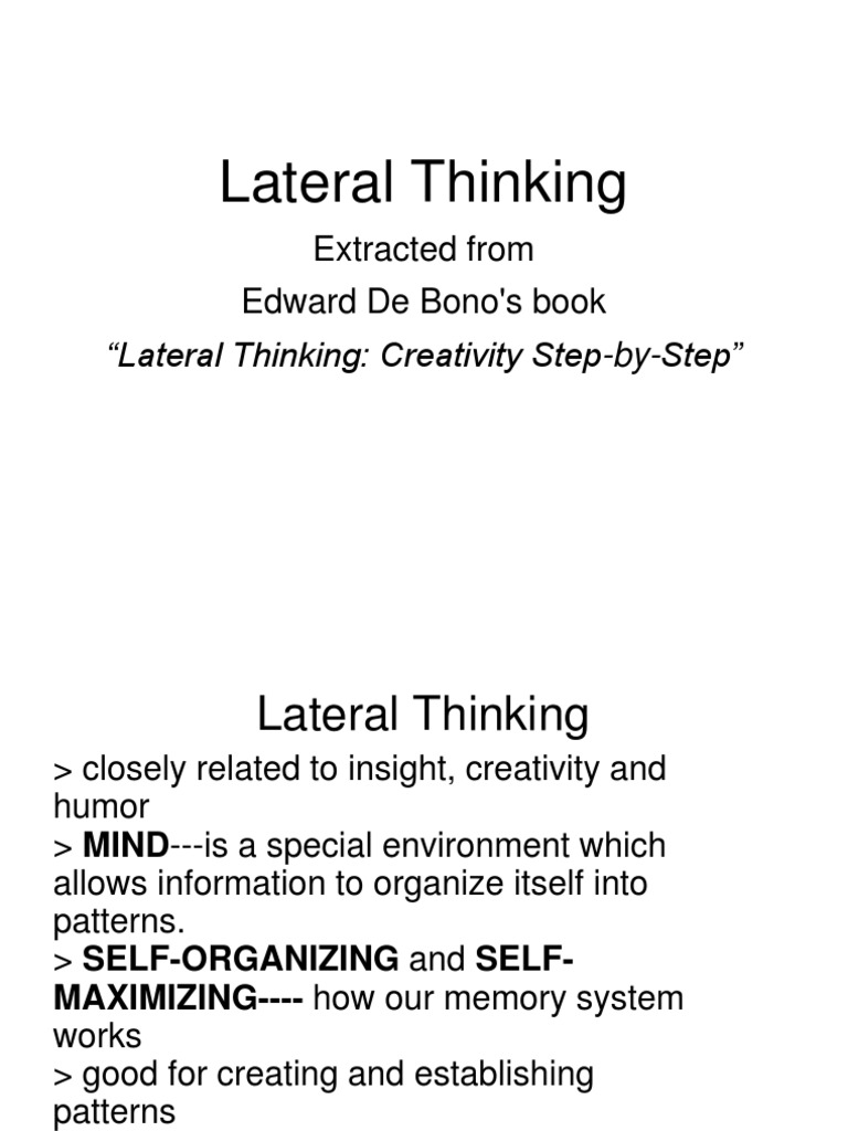 Lateral Thinking: Extracted From Edward de Bono's Book | PDF | Thought ...