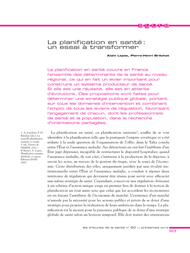 Planification en santé : enjeux et stratégies | PDF | Politique sociale