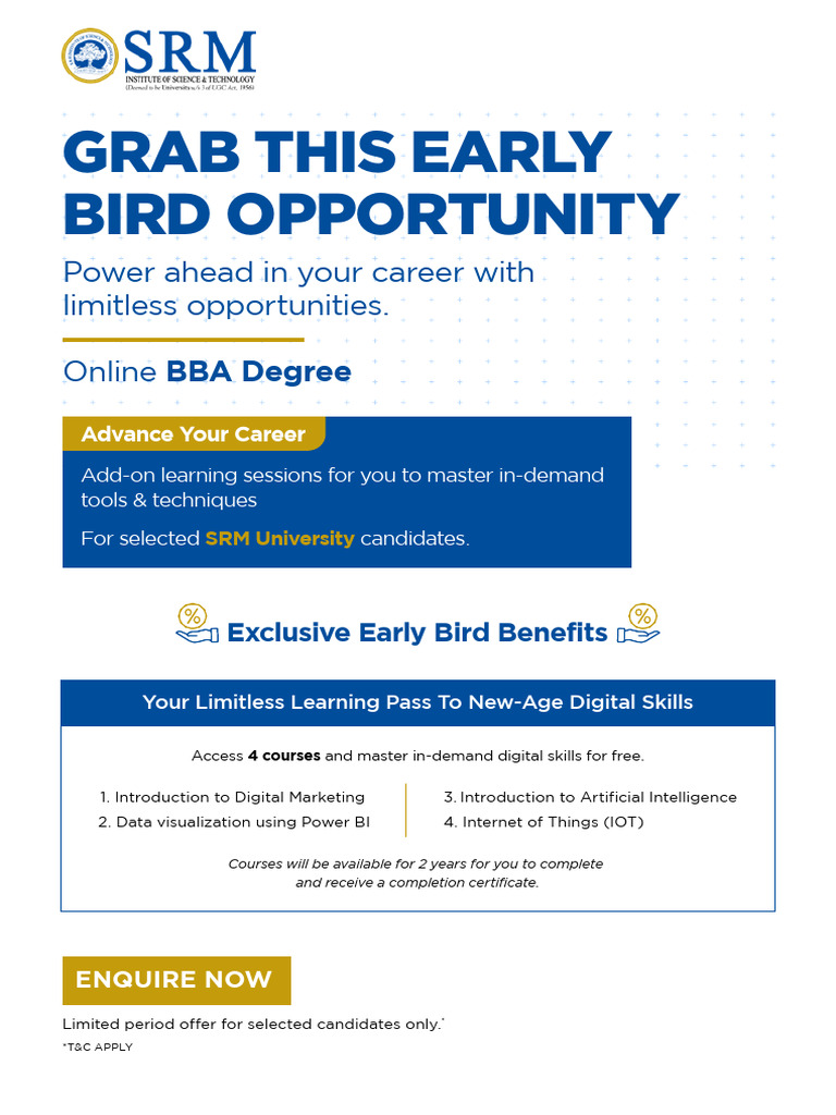SRM Limitless Degree BBA Flyer | PDF
