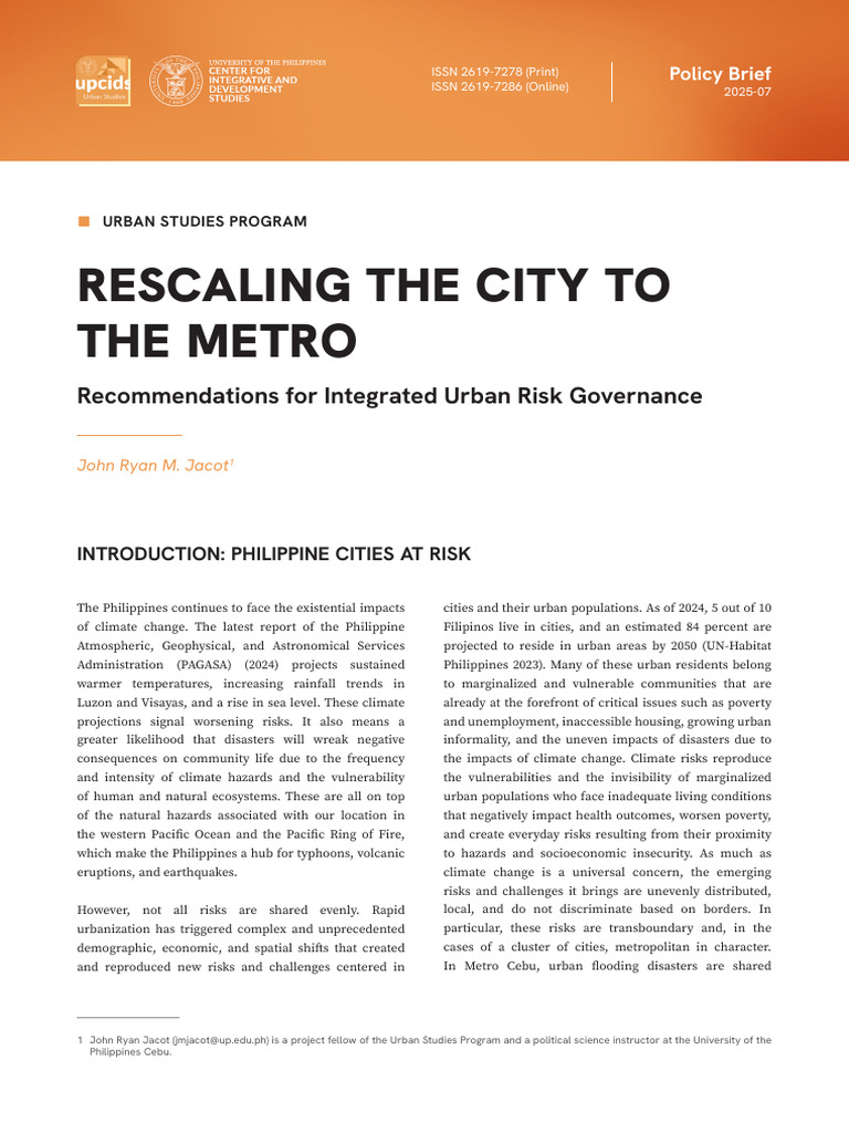 Urban Risk Governance in Philippine Cities | PDF | Governance | Hazards