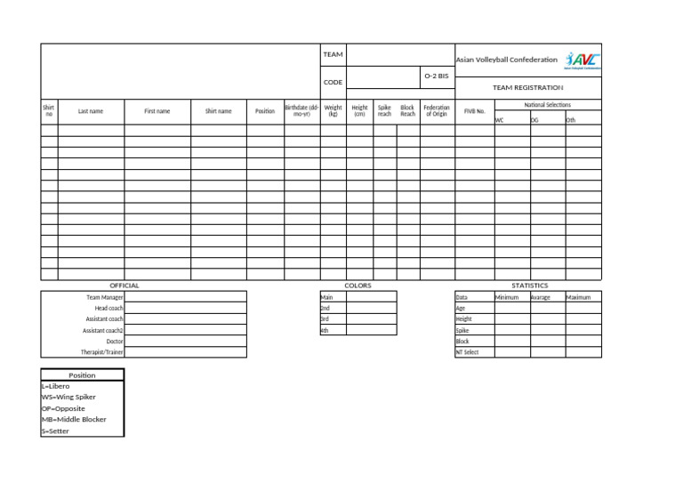 O-2 Bis Team Registration Form | PDF