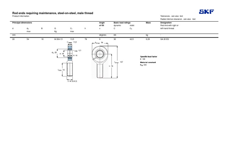 Steel Rod Ends with Male Thread Specs | PDF