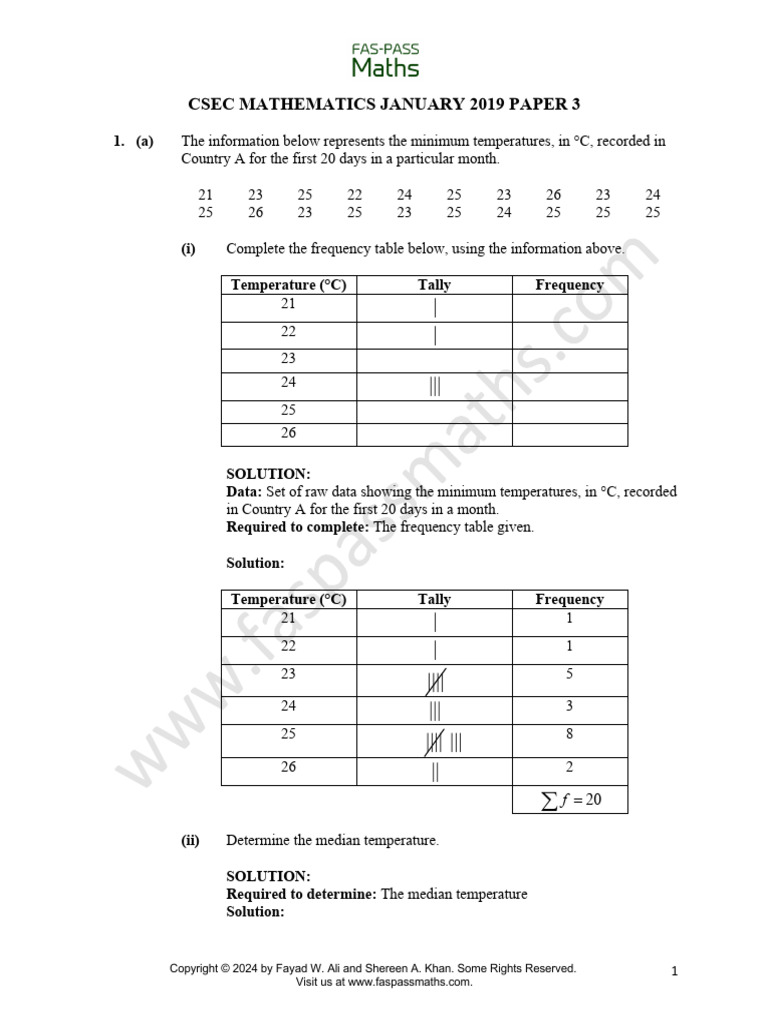 CSEC Math January 2019 Paper 3 Solutions | PDF
