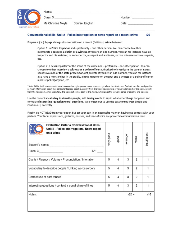 Police Interrogation Dialogue Assignment | PDF | News | Human Communication