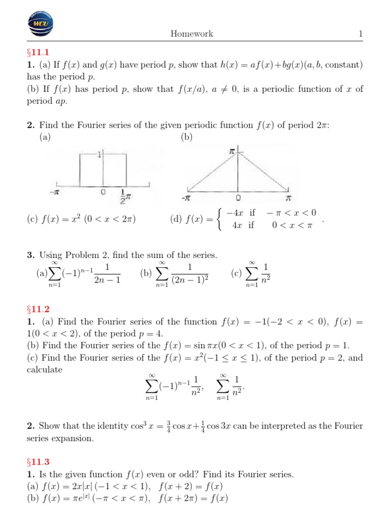 Hw11 2 Ch11 Sine Fourier Series