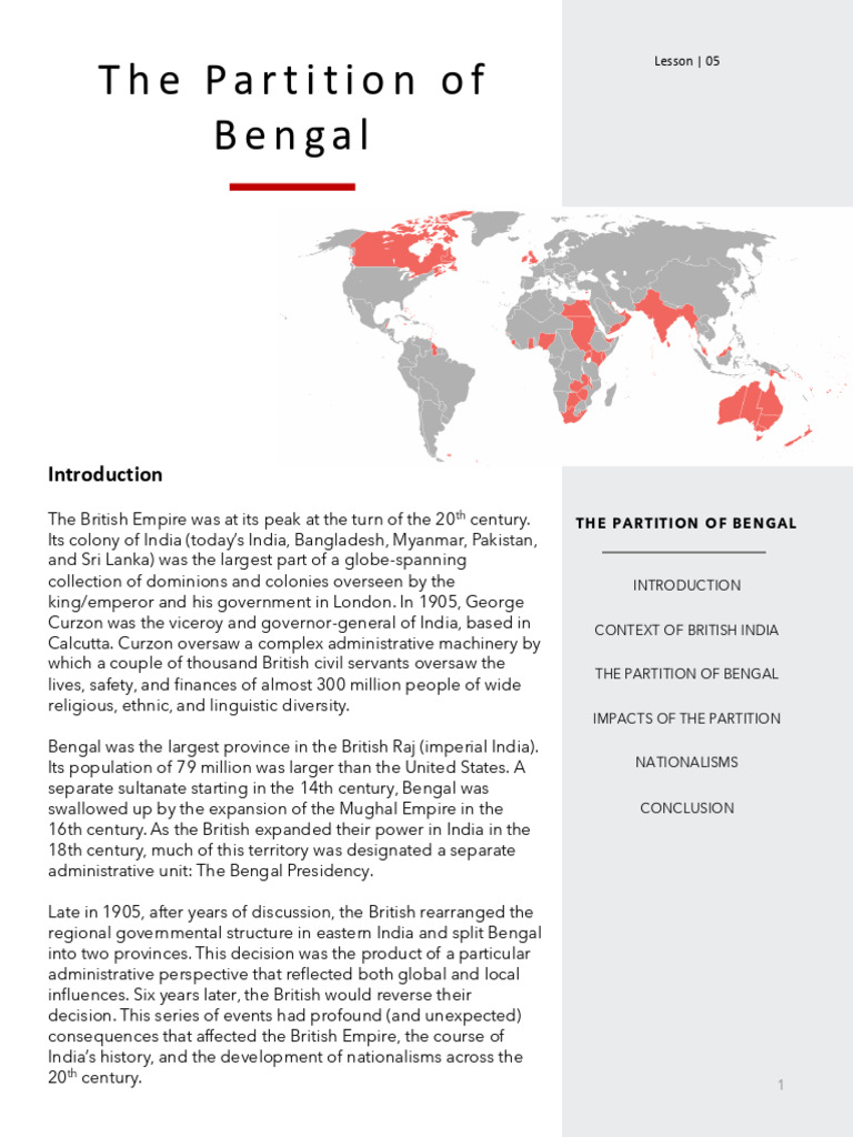 Global 1905 5.1 Reading 5 The Partition of Bengal | PDF | British Raj ...
