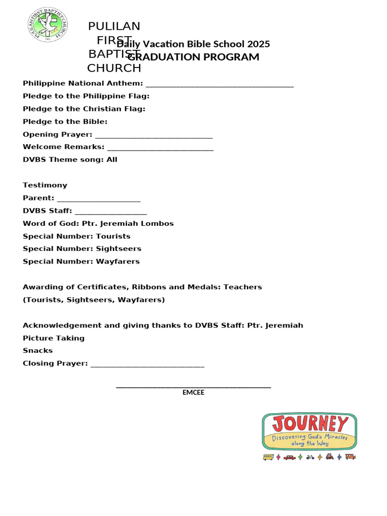 DVBS 2025 Graduation Program Outline | PDF