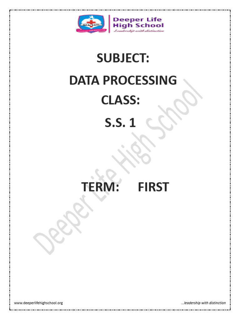 SS 1 Data Processing First Term E-Note | PDF | Input/Output ...