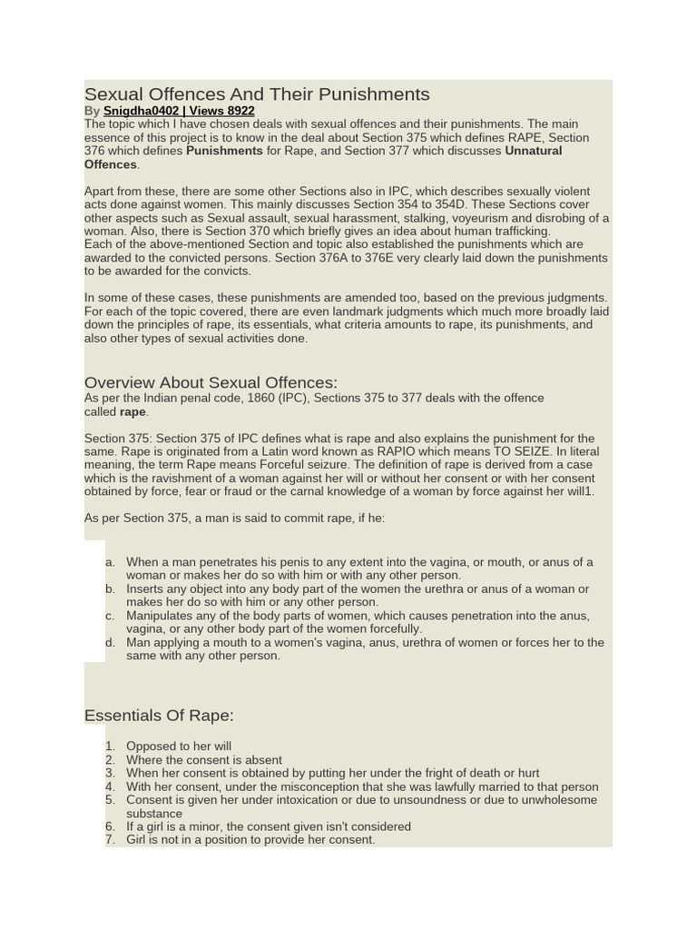 Sentences in Sexual Crimes | PDF | Rape | Sexual Assault