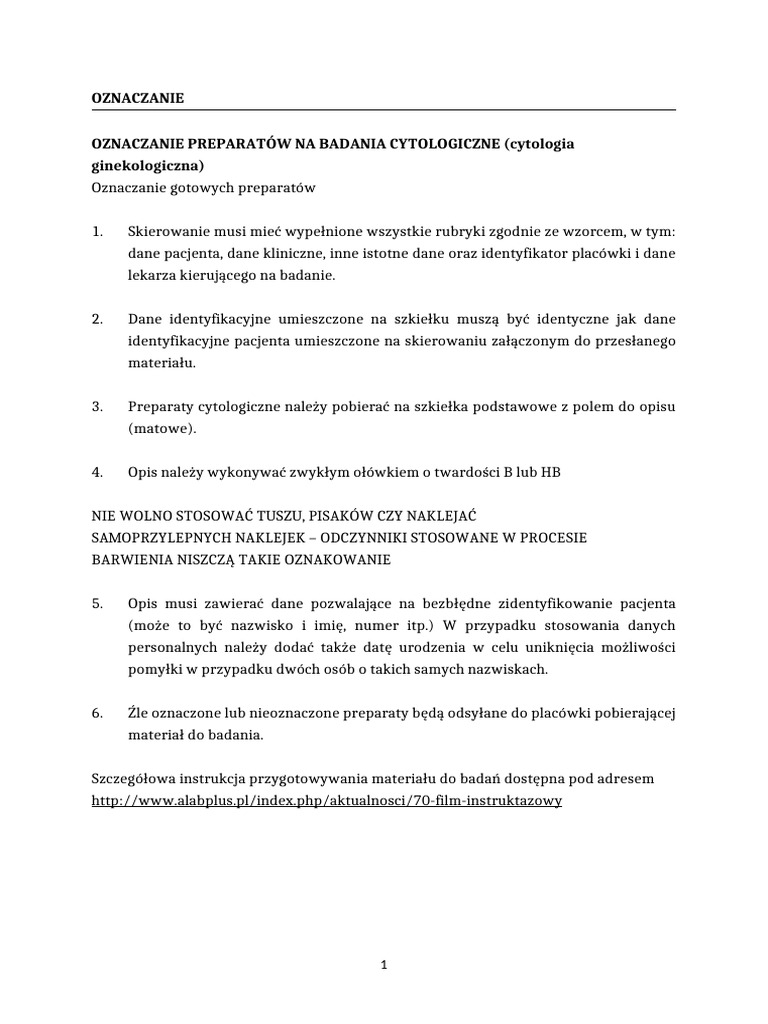 Cytologia Oznaczanie | PDF