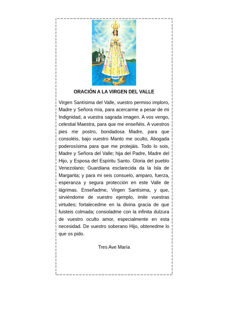 Oración a la Virgen del Valle | PDF