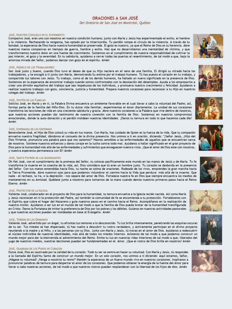 Oraciones a San José: Guía Espiritual | PDF | María, madre de Jesús | Amor